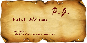 Pulai János névjegykártya